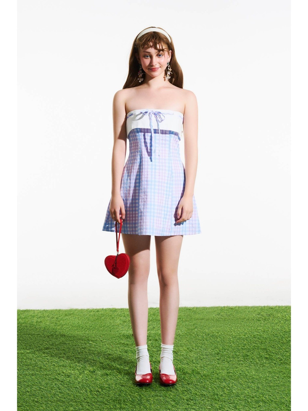 Fabric Matched Gingham Tube Dress - Dottie