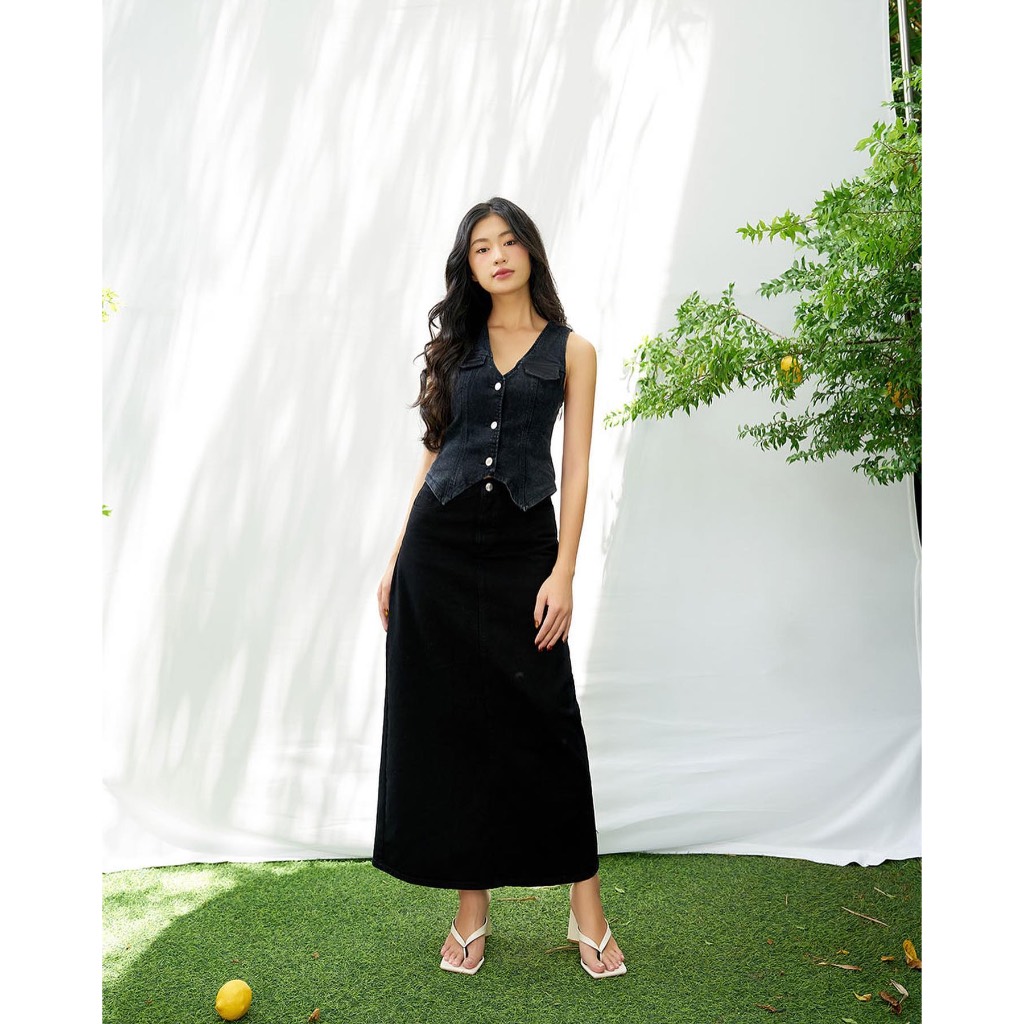 Split Denim Skirt - Dottie
