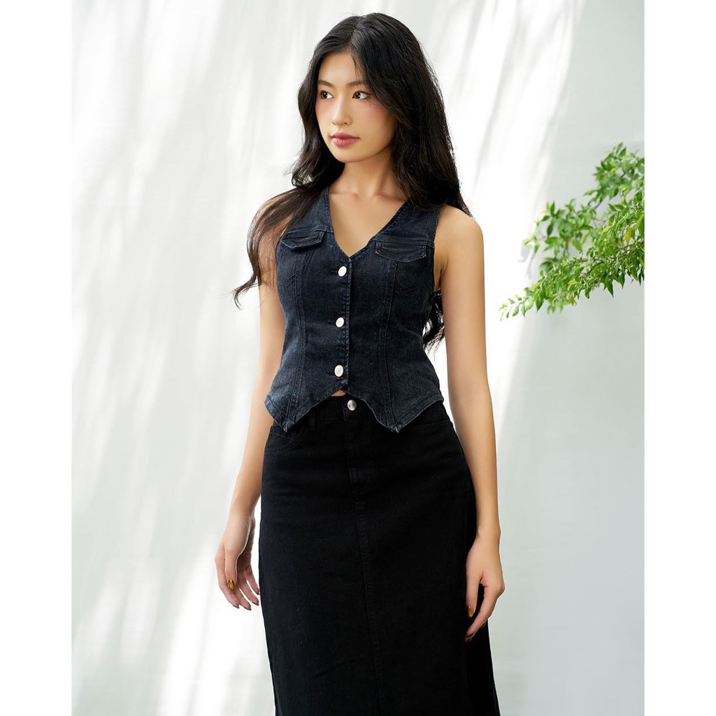 Split Denim Skirt - Dottie