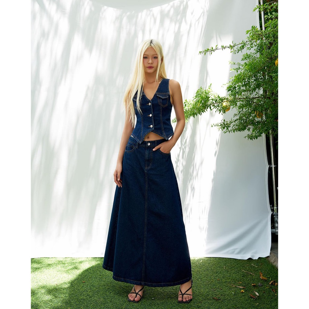 Split Denim Skirt - Dottie