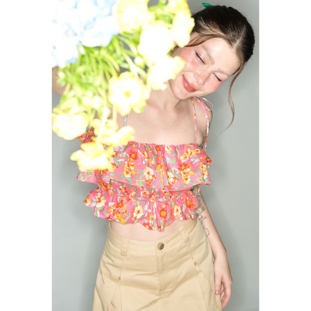 High-waisted Pleated Skirt Pants Brown - Dottie