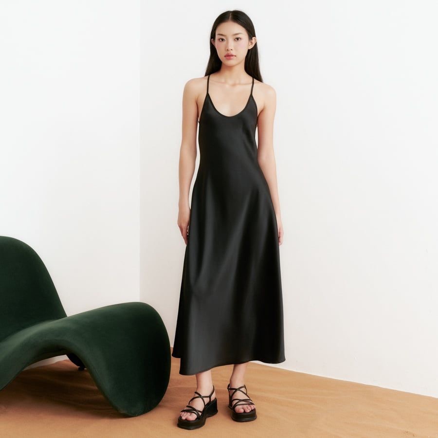 Backless Silk Midi Dress - Dottie