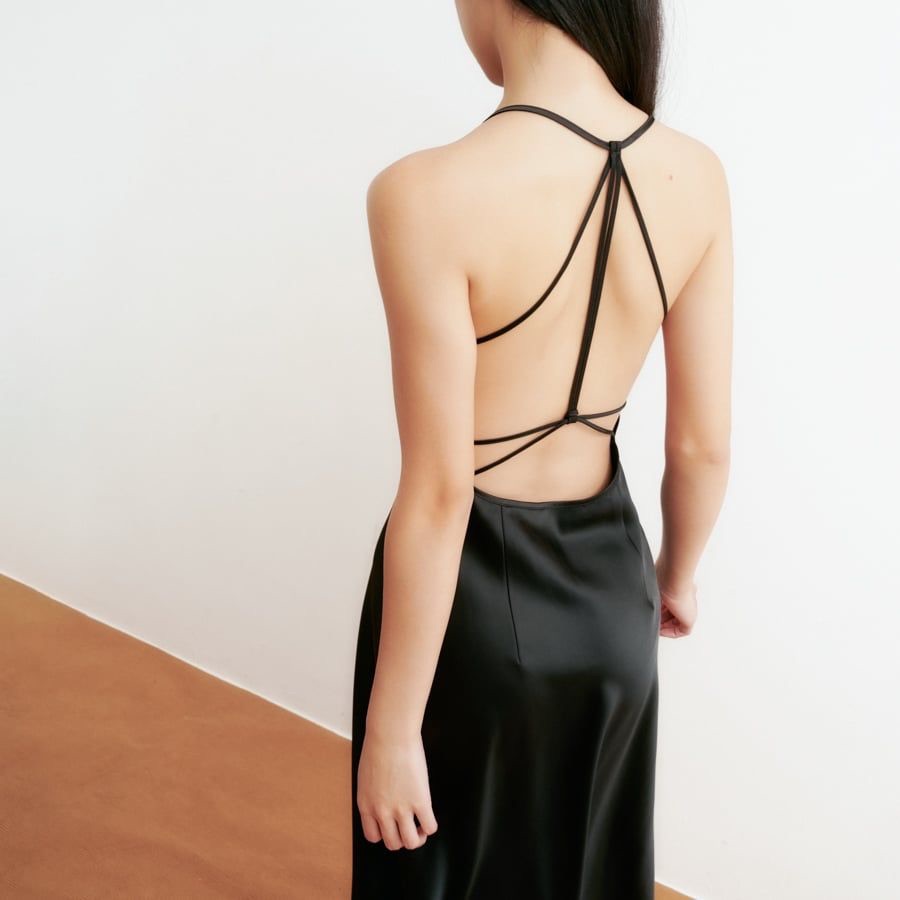 Backless Silk Midi Dress - Dottie
