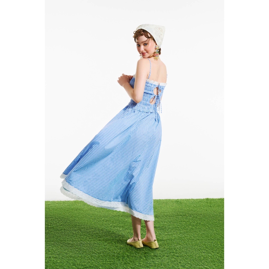 Smoked Open-back with Ruffles Midi Dress - Dottie