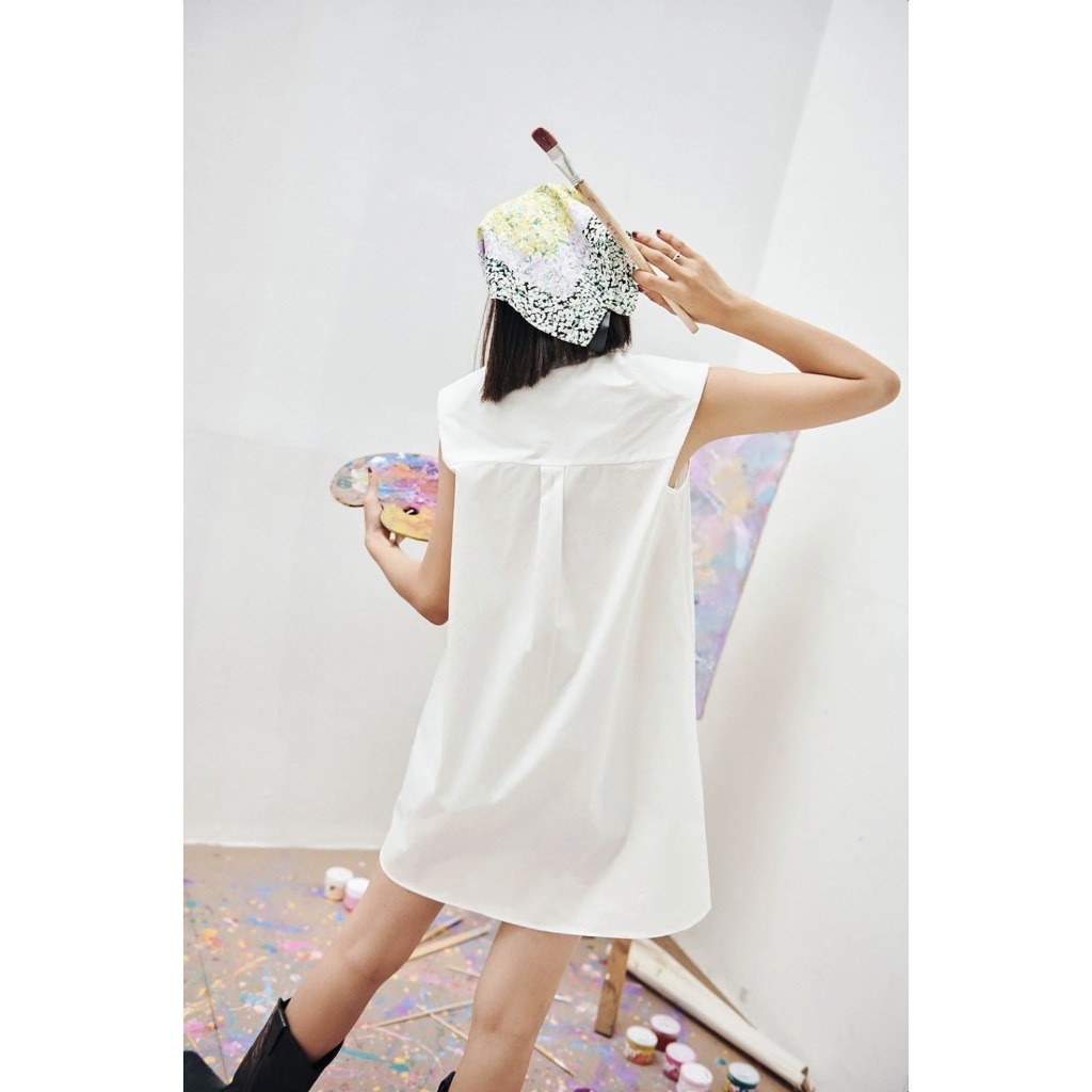 Padded Shoulder Shirt Dress - Dottie