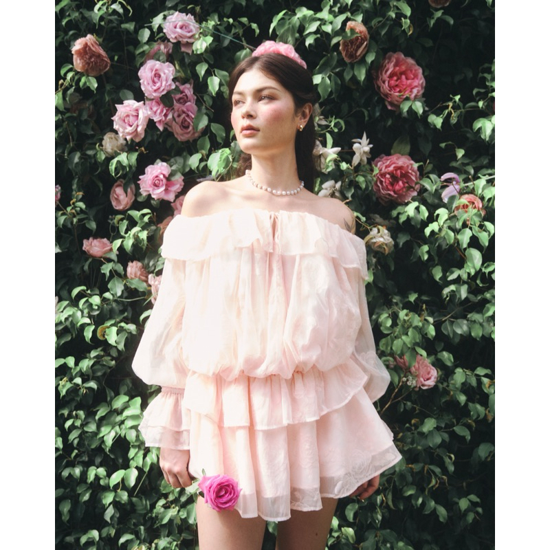 Short Dress with Ruffle Effect Fabric - Dottie