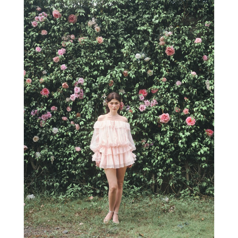 Short Dress with Ruffle Effect Fabric - Dottie