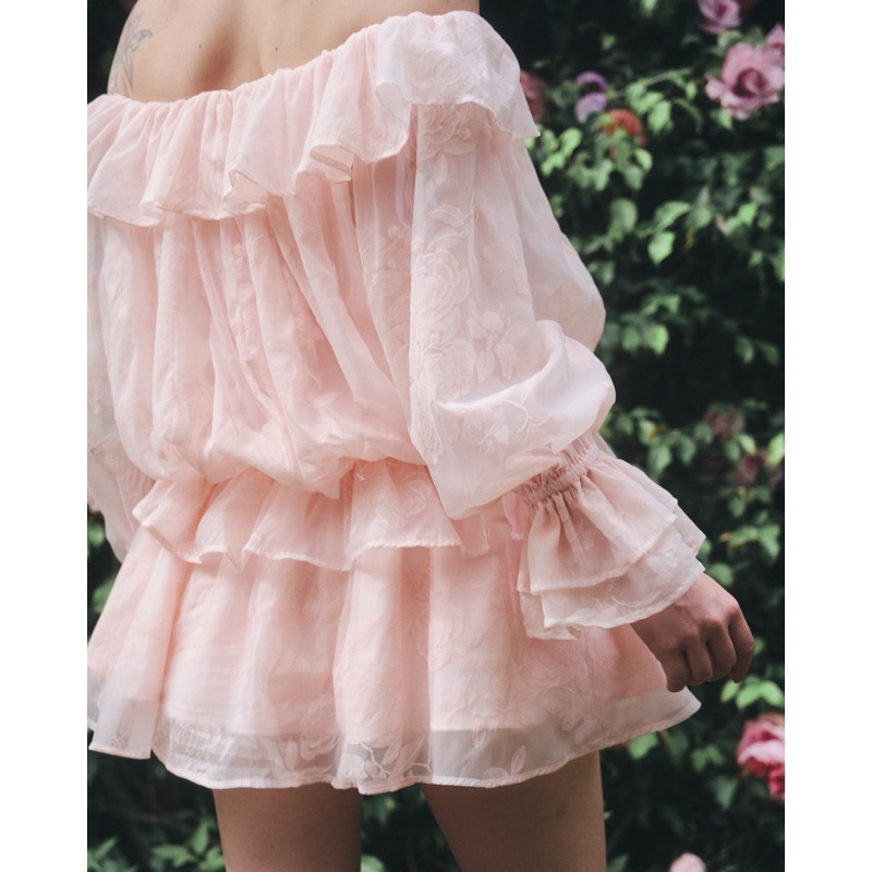 Short Dress with Ruffle Effect Fabric - Dottie