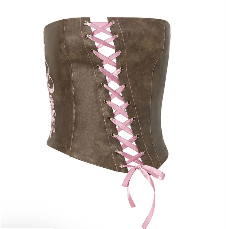 Brown Tie-Up Tube Top - Jyosei