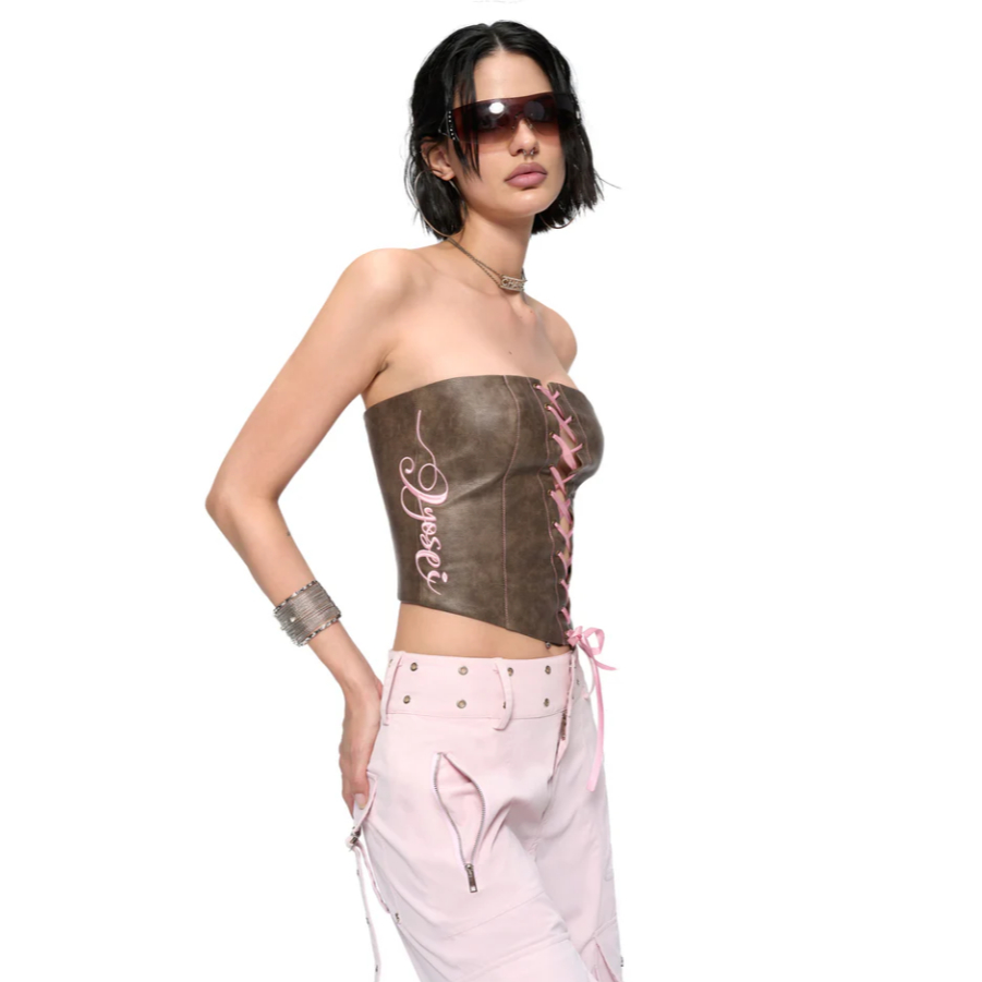 Brown Tie-Up Tube Top - Jyosei