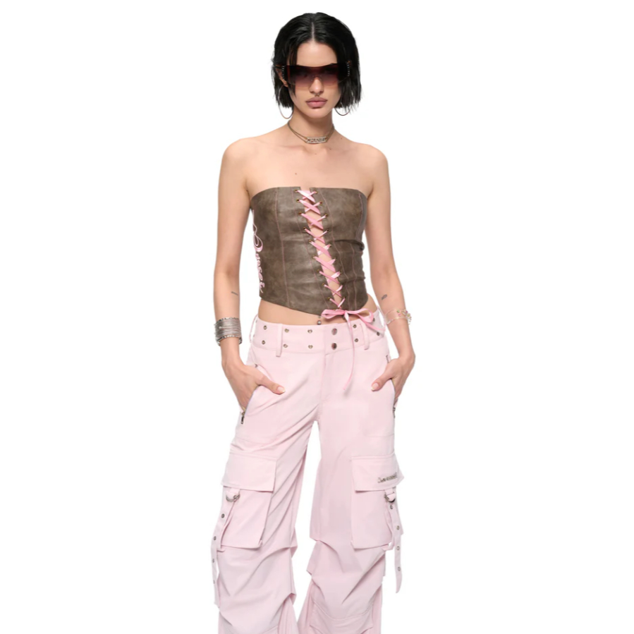 Brown Tie-Up Tube Top - Jyosei