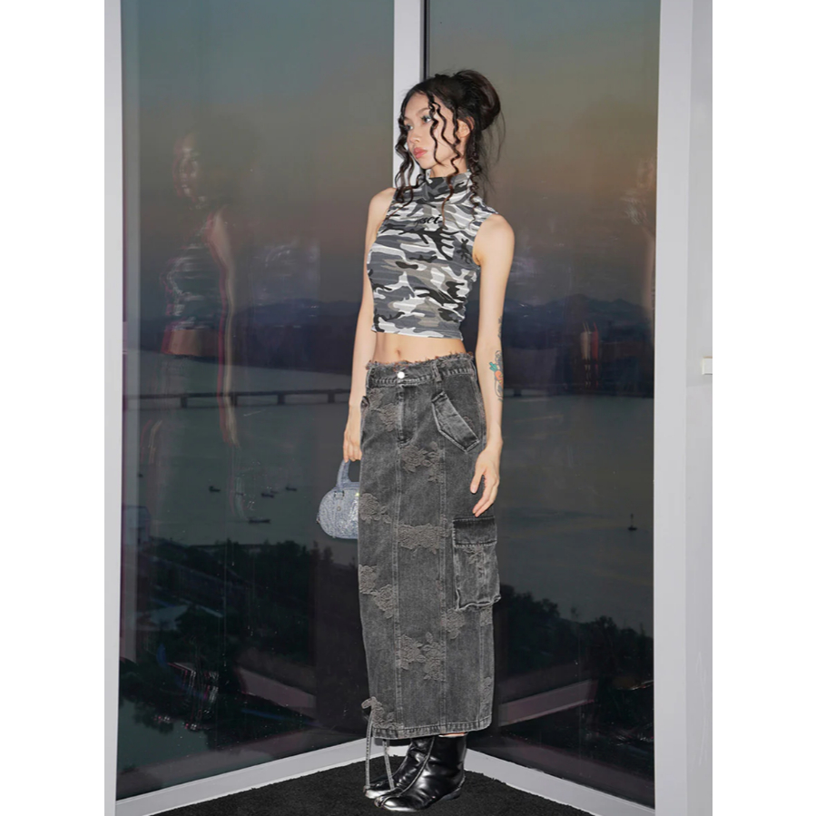 Rose Denim Skirt - Jyosei