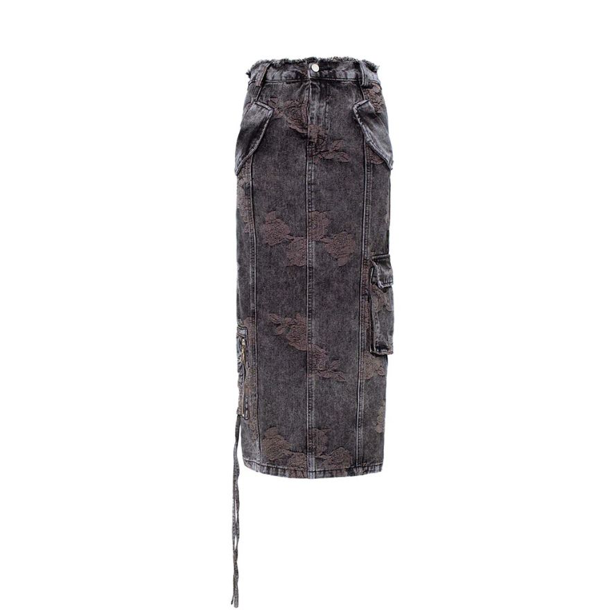 Rose Denim Skirt - Jyosei