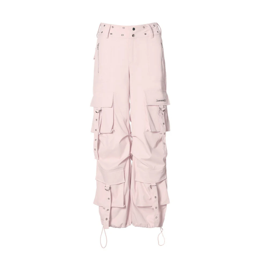 Pink Utility Wide-Leg Pants - Jyosei