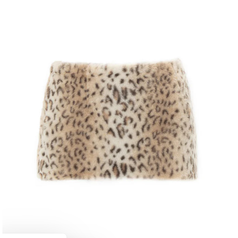 Fuzzy Leopard Pencil Skirt - Jyosei