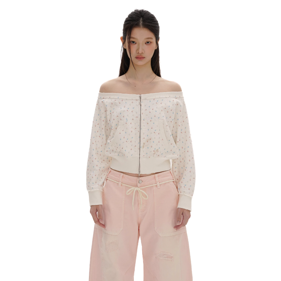 Rabbit printed one-sweater cardigan - Moromoro