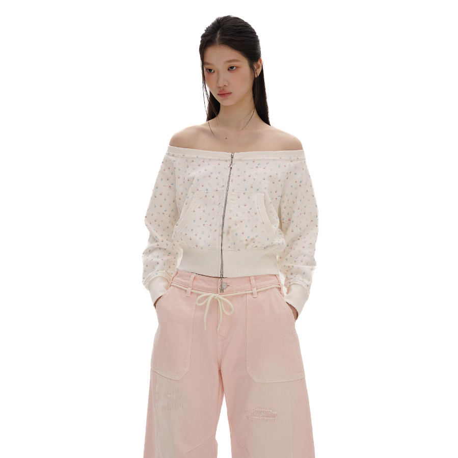 Rabbit printed one-sweater cardigan - Moromoro