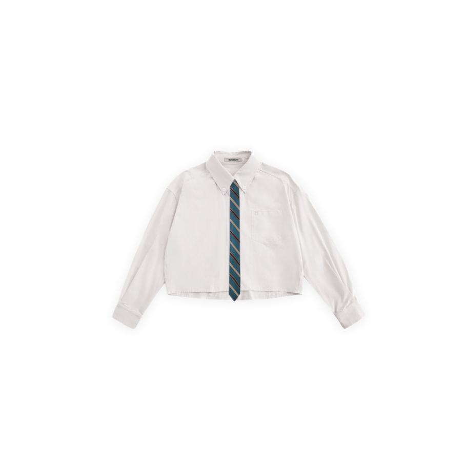 Classic College Style Rapel Tie Short Shirt - Moromoro