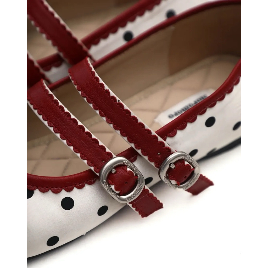 Red velvet ballet dottie shoes - Moromoro