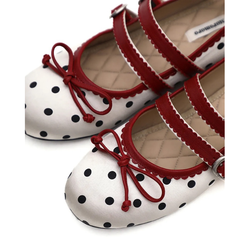 Red velvet ballet dottie shoes - Moromoro