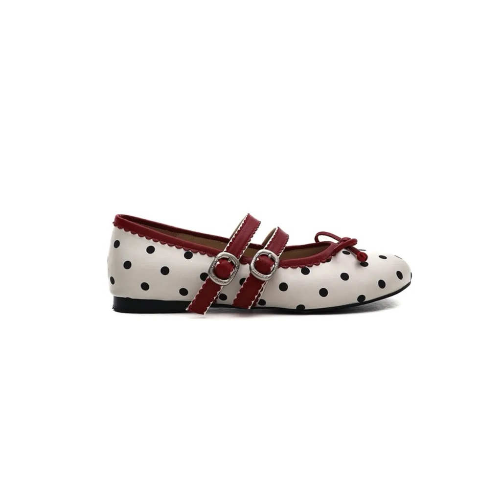Red velvet ballet dottie shoes - Moromoro