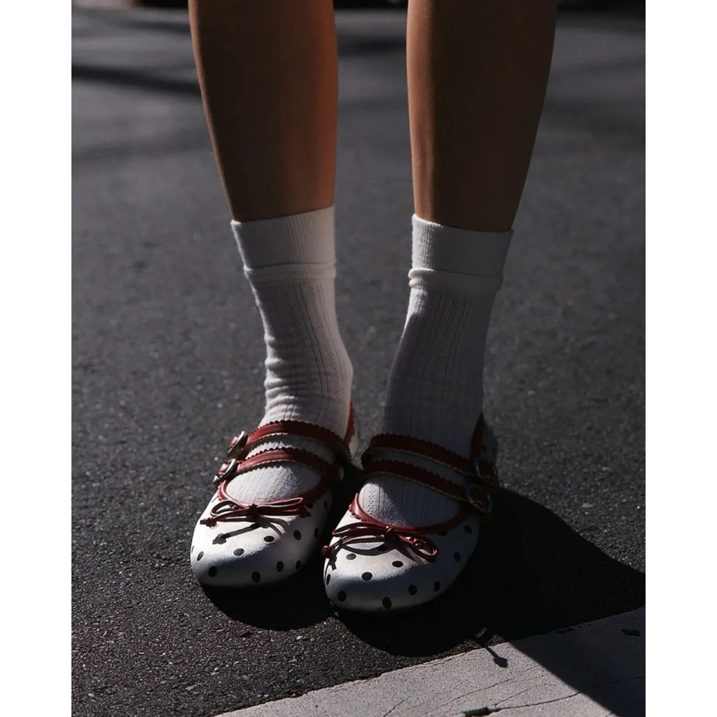 Red velvet ballet dottie shoes - Moromoro