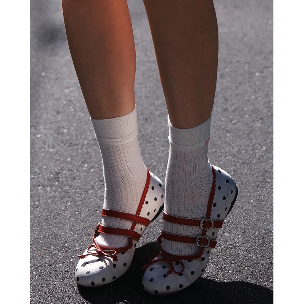 Red velvet ballet dottie shoes - Moromoro