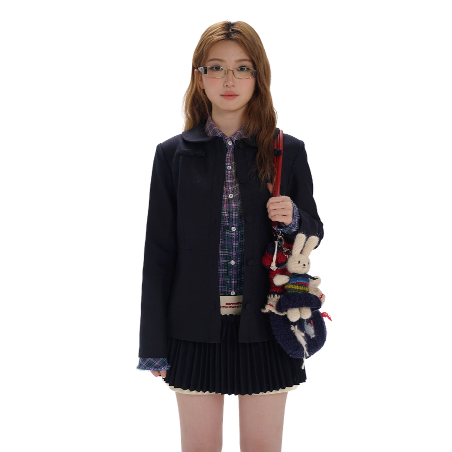 Navy blue short skirt - Moromoro