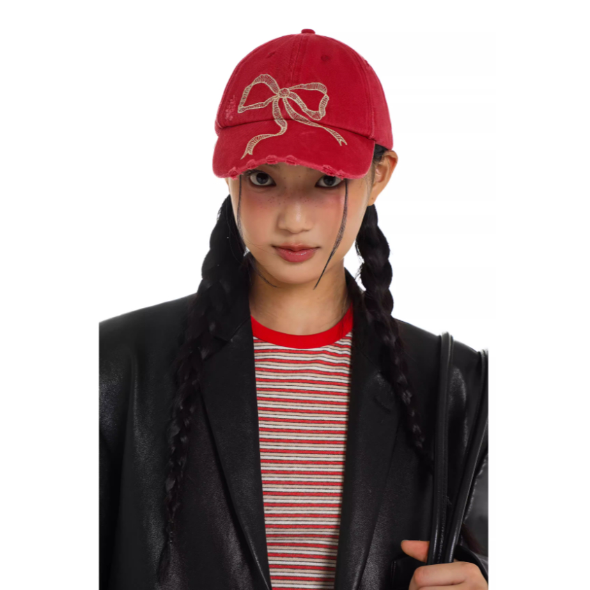 Classic bow baseball cap red - Moromoro