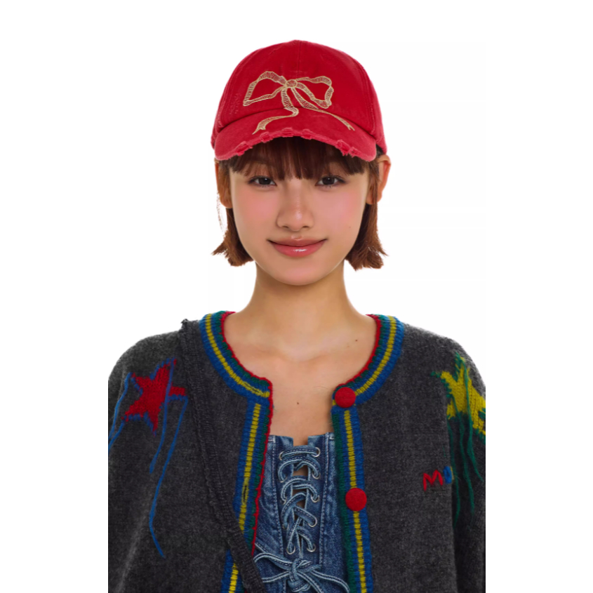 Classic bow baseball cap red - Moromoro