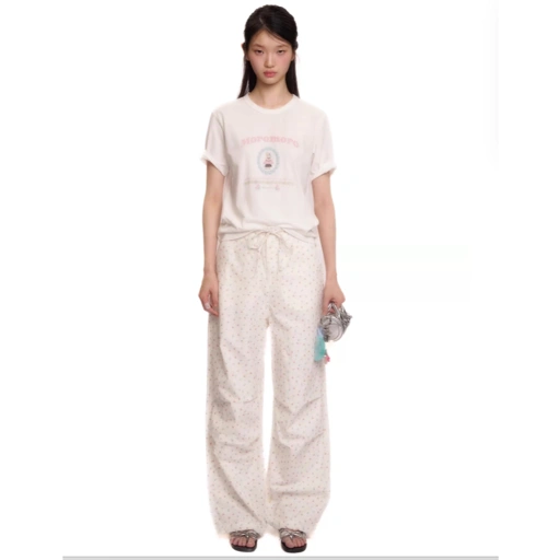 Image of Retro Rabbit Print Overalls Trousers - Moromoro
