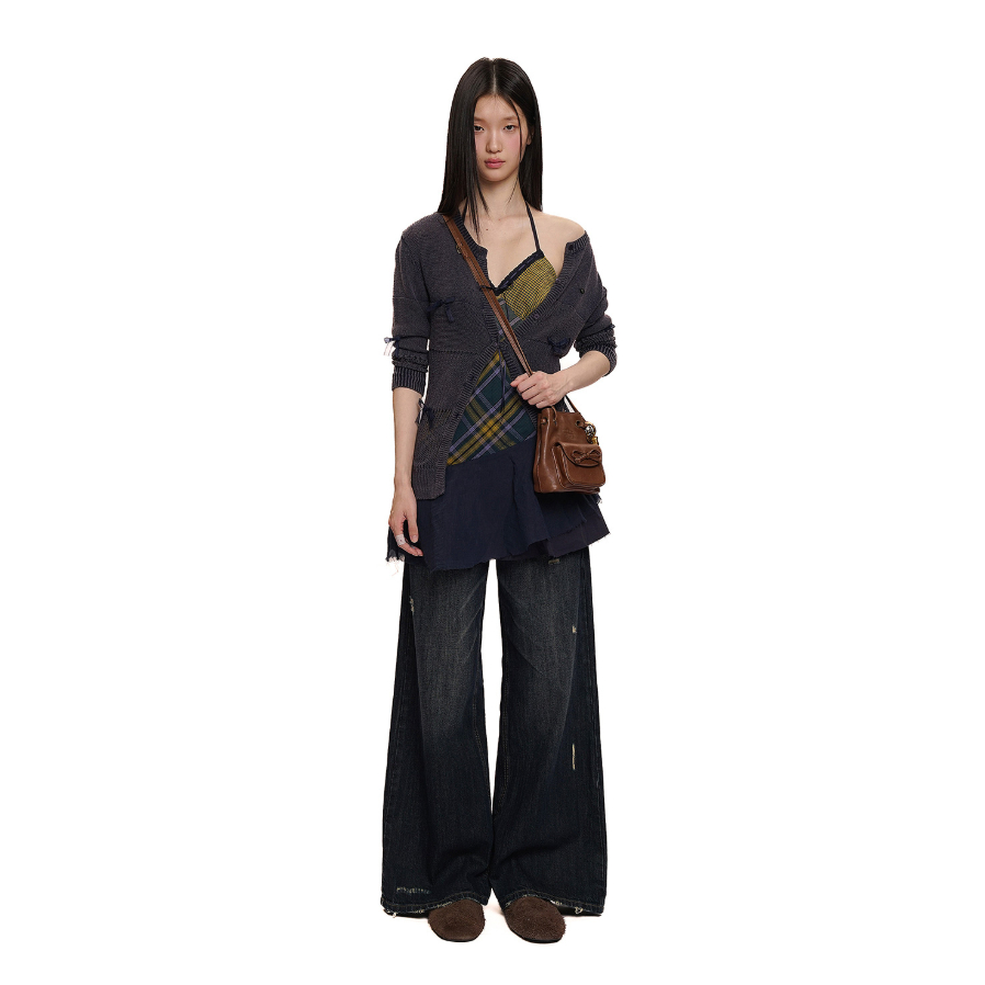 Ribbon Detail V-Neck Sheer Cardigan - Moromoro