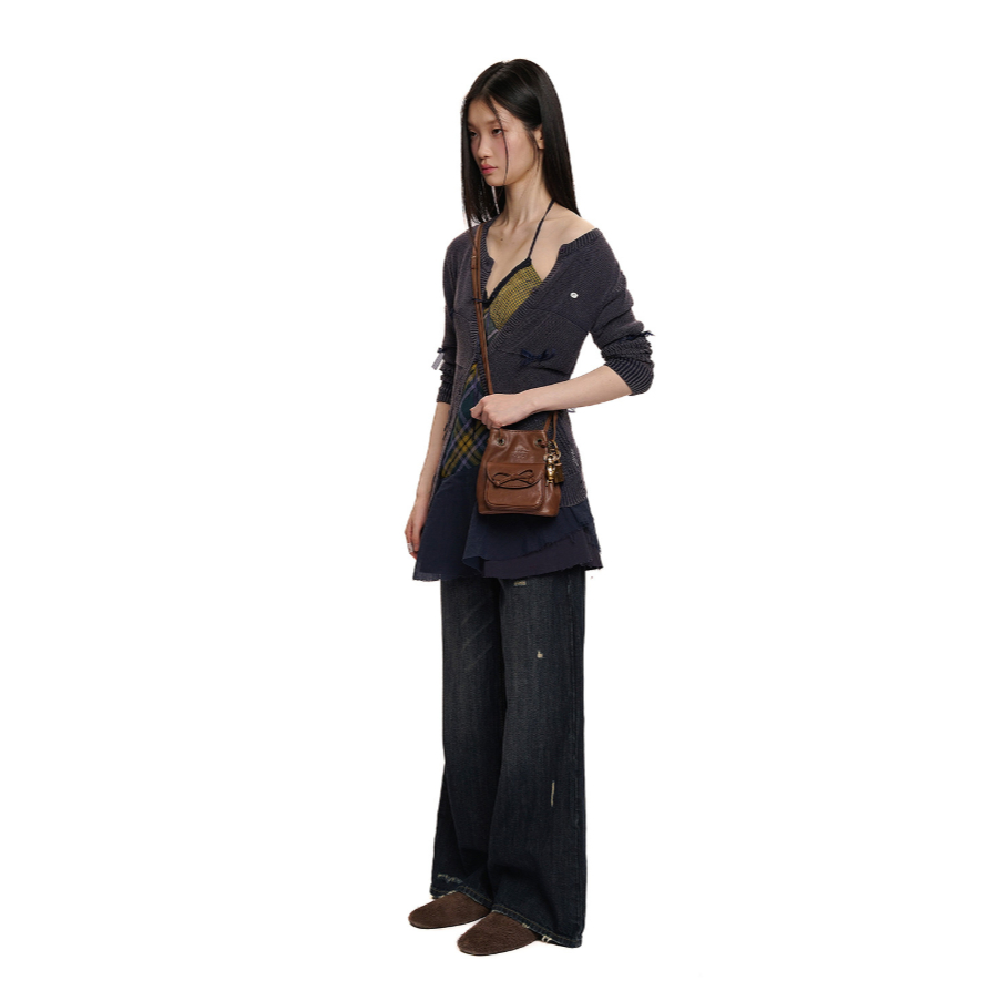 Ribbon Detail V-Neck Sheer Cardigan - Moromoro