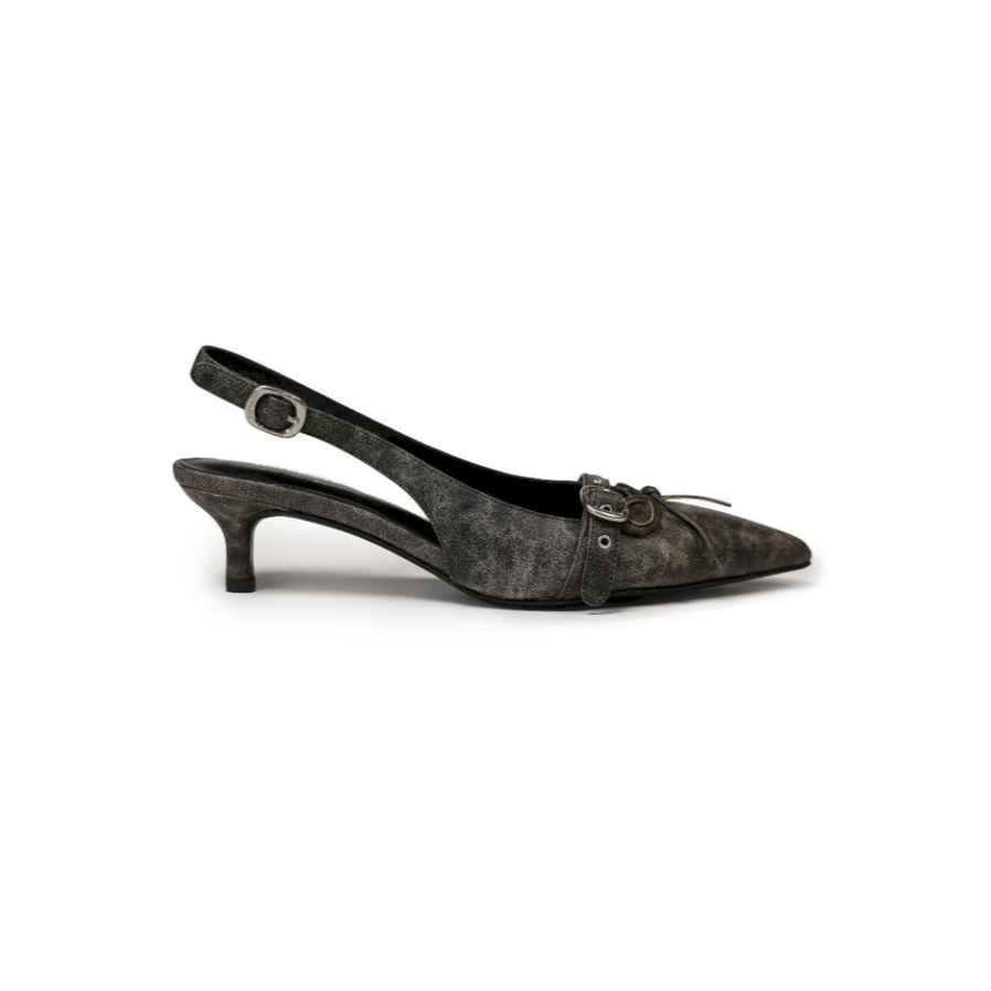 Bow poited hight sandal shoes dark grey - Moromoro
