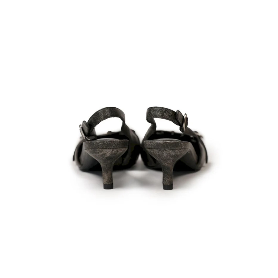 Bow poited hight sandal shoes dark grey - Moromoro