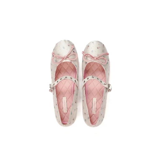 Image of Rabbit print ballet shoes pearl white - Moromoro