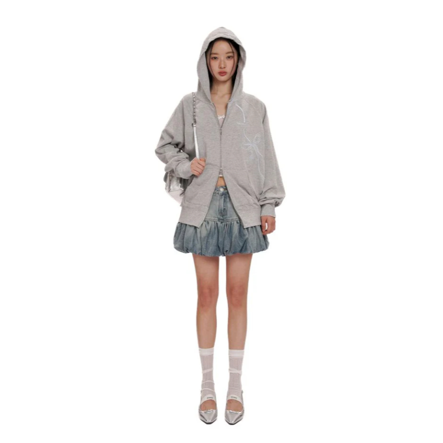 fluffy mini denim skirt - Moromoro