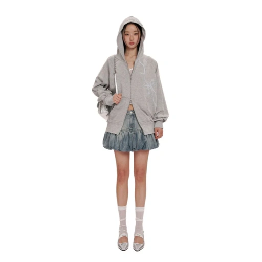 Image of fluffy  mini denim skirt - Moromoro