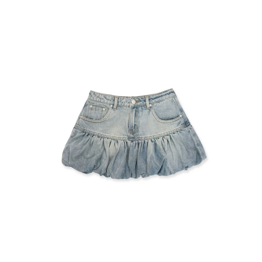 fluffy mini denim skirt - Moromoro