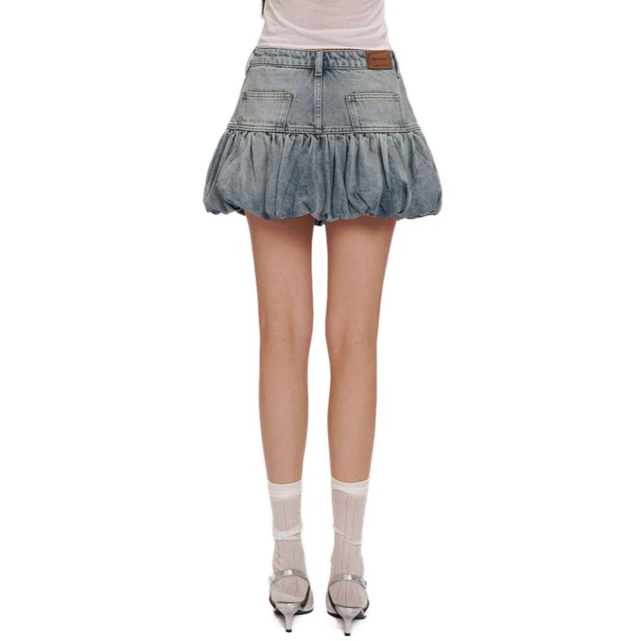 fluffy mini denim skirt - Moromoro