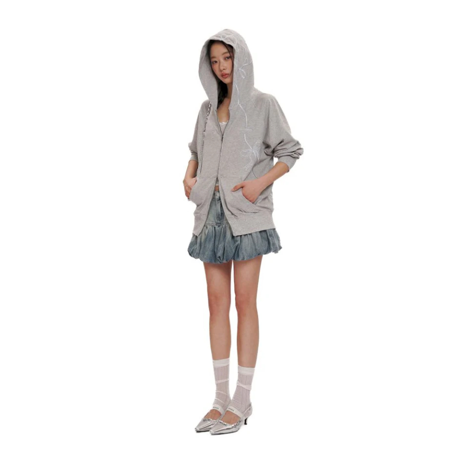 fluffy mini denim skirt - Moromoro
