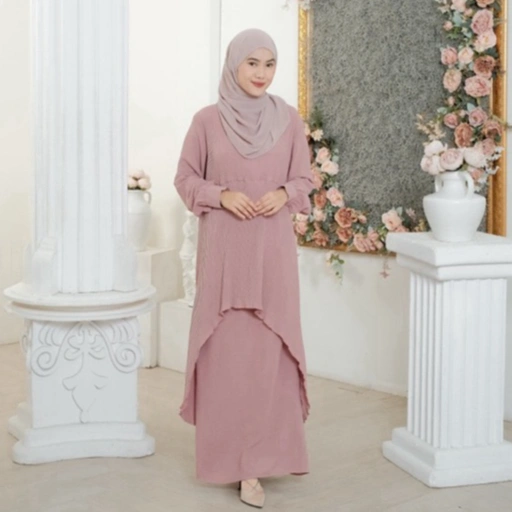 Image of Daff Hijab - Halwa Tunik Set Rok Dress Plisket
