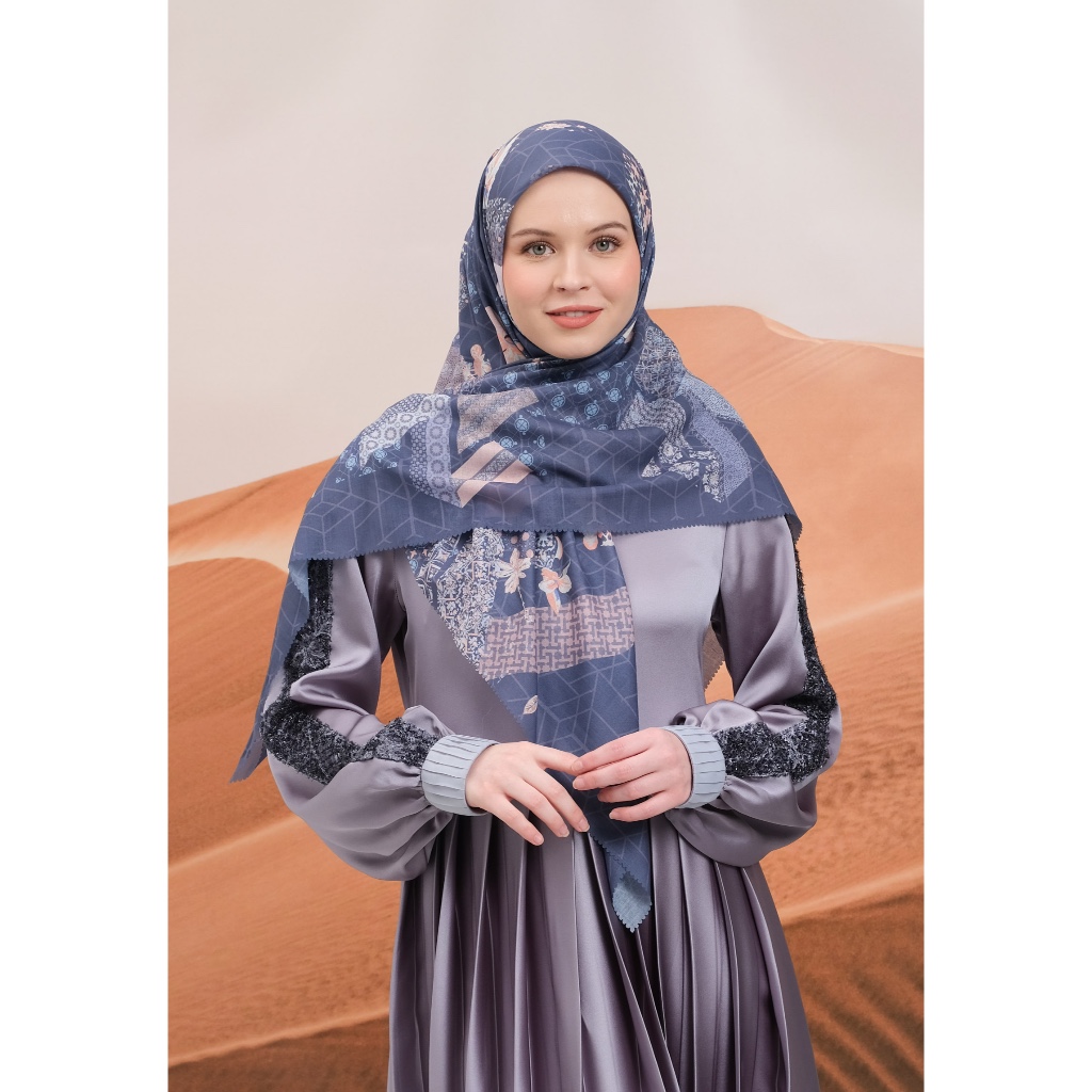 Shafira - Dilara Printed Scarf - Hijab Segi Empat Motif - Voal - Hard Box Packaging