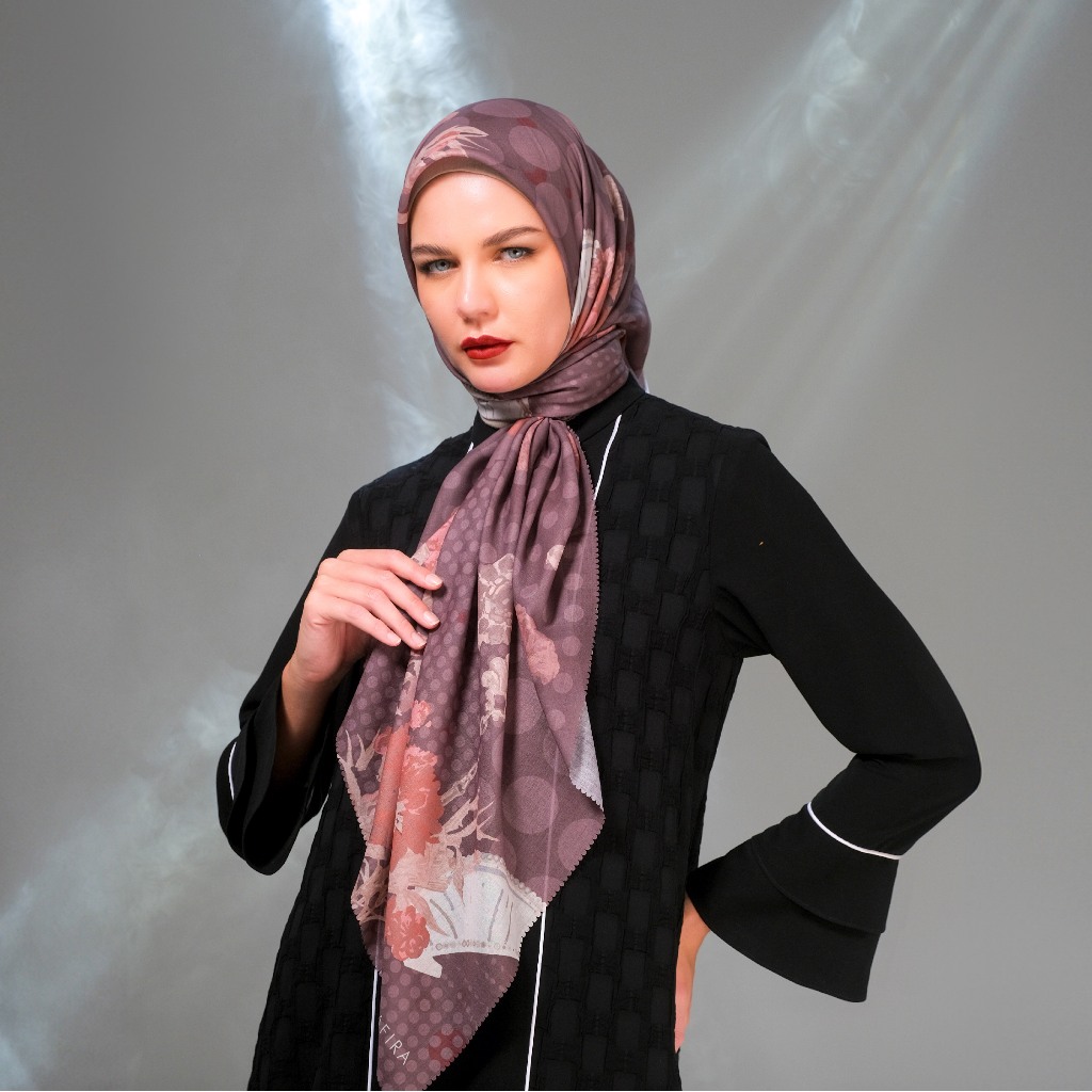 Shafira - Nessie Printed Scarf - Hijab Segi Empat Motif - Voal - Hard Box Packaging
