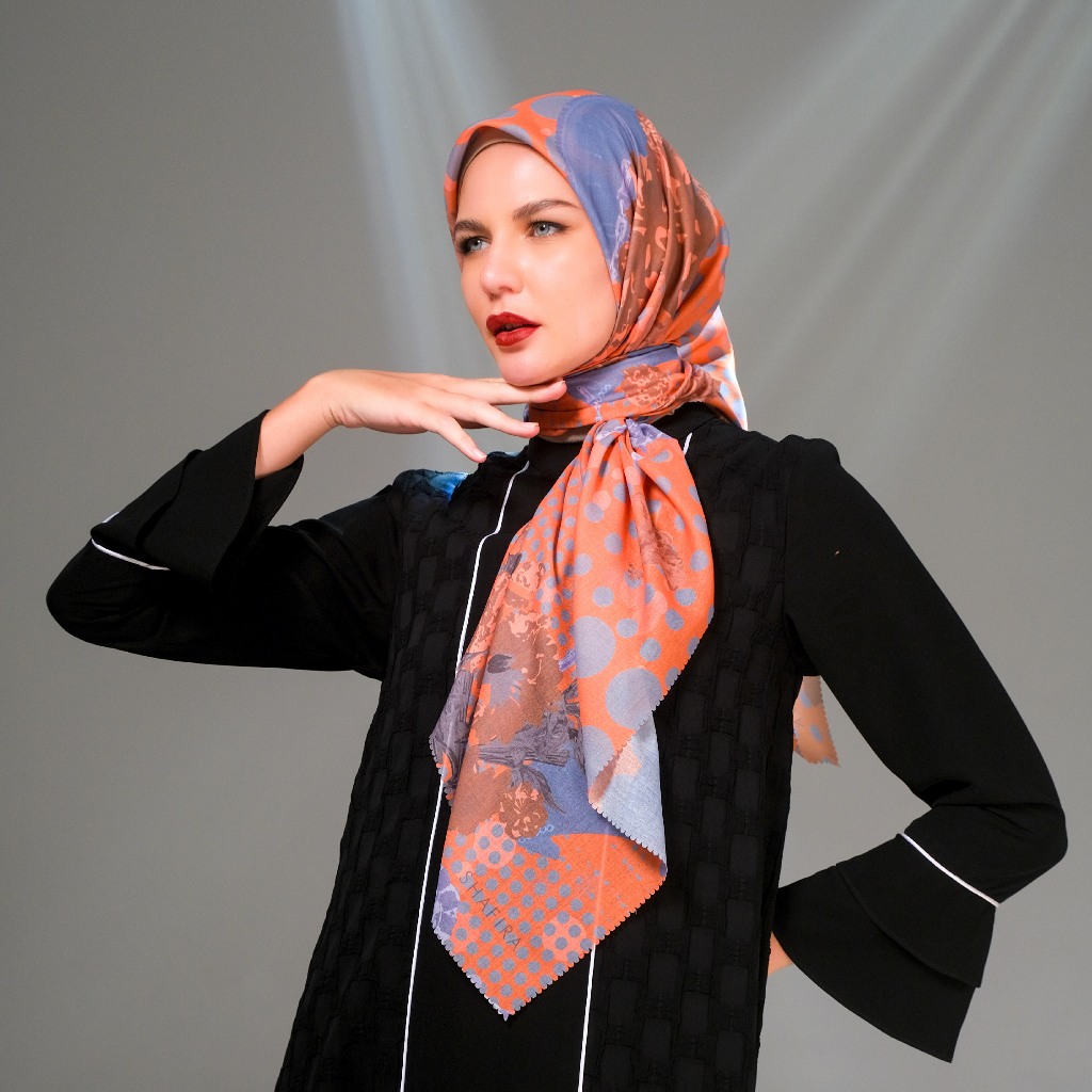 Shafira - Nessie Printed Scarf - Hijab Segi Empat Motif - Voal - Hard Box Packaging