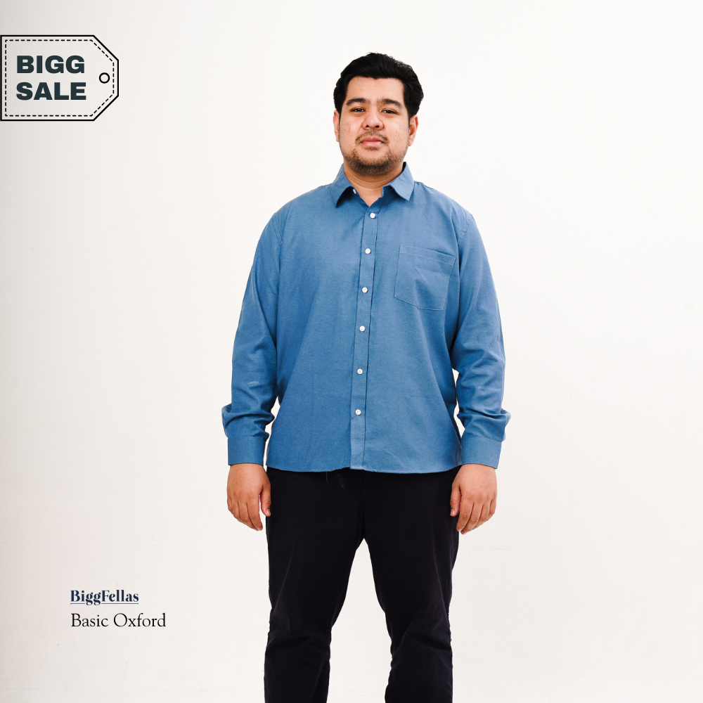 BIGG FELLAS Basic Oxford Long Sleeve Shirt Pria Big Size