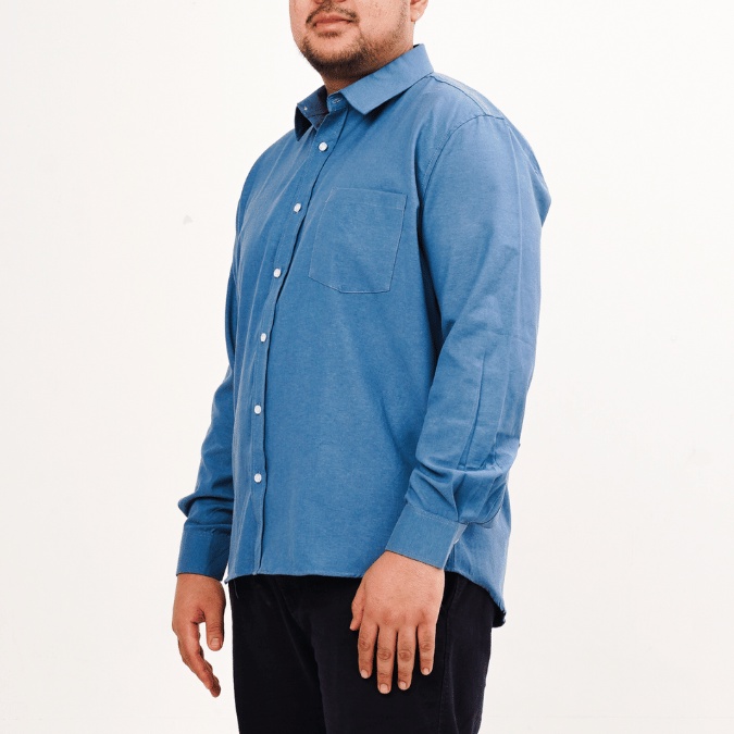 BIGG FELLAS Basic Oxford Long Sleeve Shirt Pria Big Size