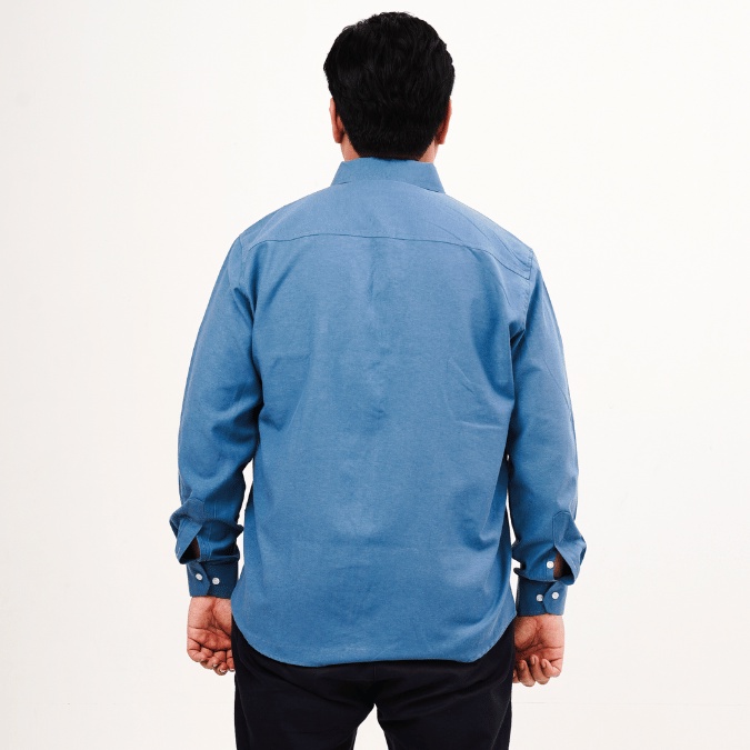 BIGG FELLAS Basic Oxford Long Sleeve Shirt Pria Big Size