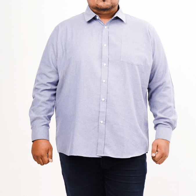 BIGG FELLAS Basic Oxford Long Sleeve Shirt Pria Big Size