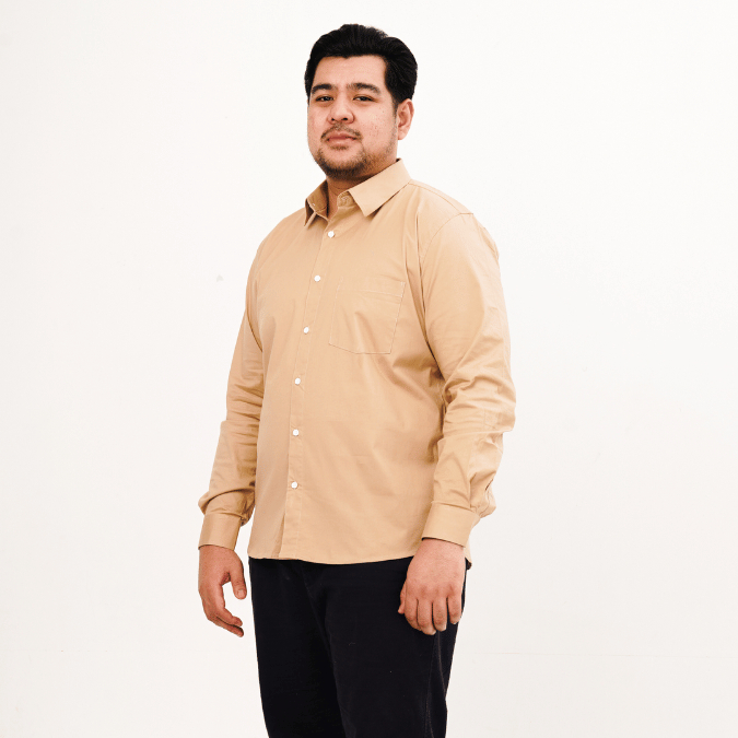 BIGG FELLAS Basic Poplin Stretch Long Sleeve Shirt Pria Big Size